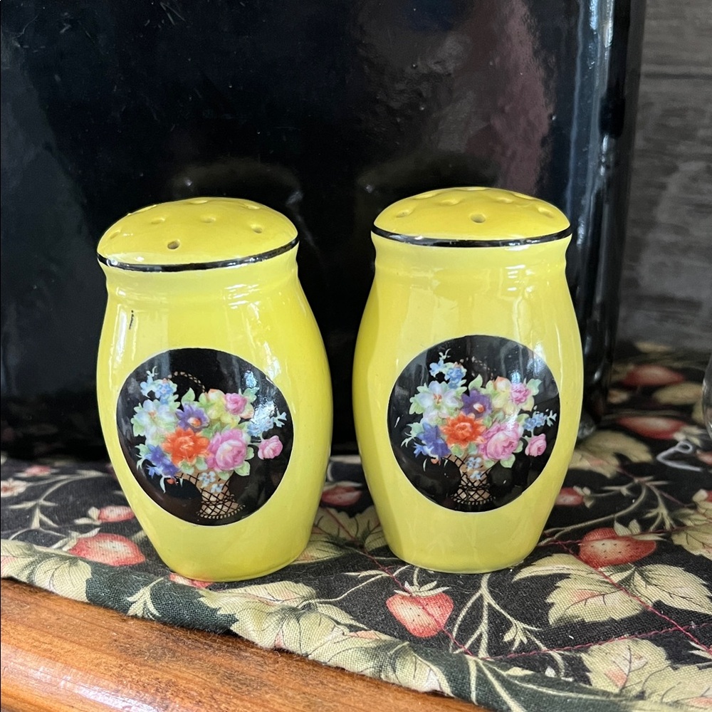 Floral Yellow Salt and Pepper Shakers